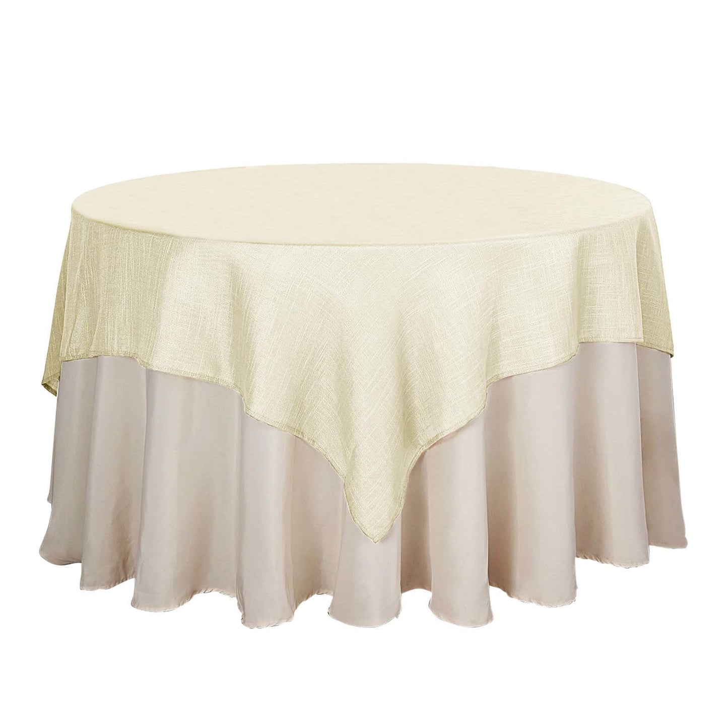 Linen 72"x72" Table Overlay Square Tablecloth Ivory - Slubby Textured Wrinkle - Resistant Design for Stylish Occasions - Linen Luxes