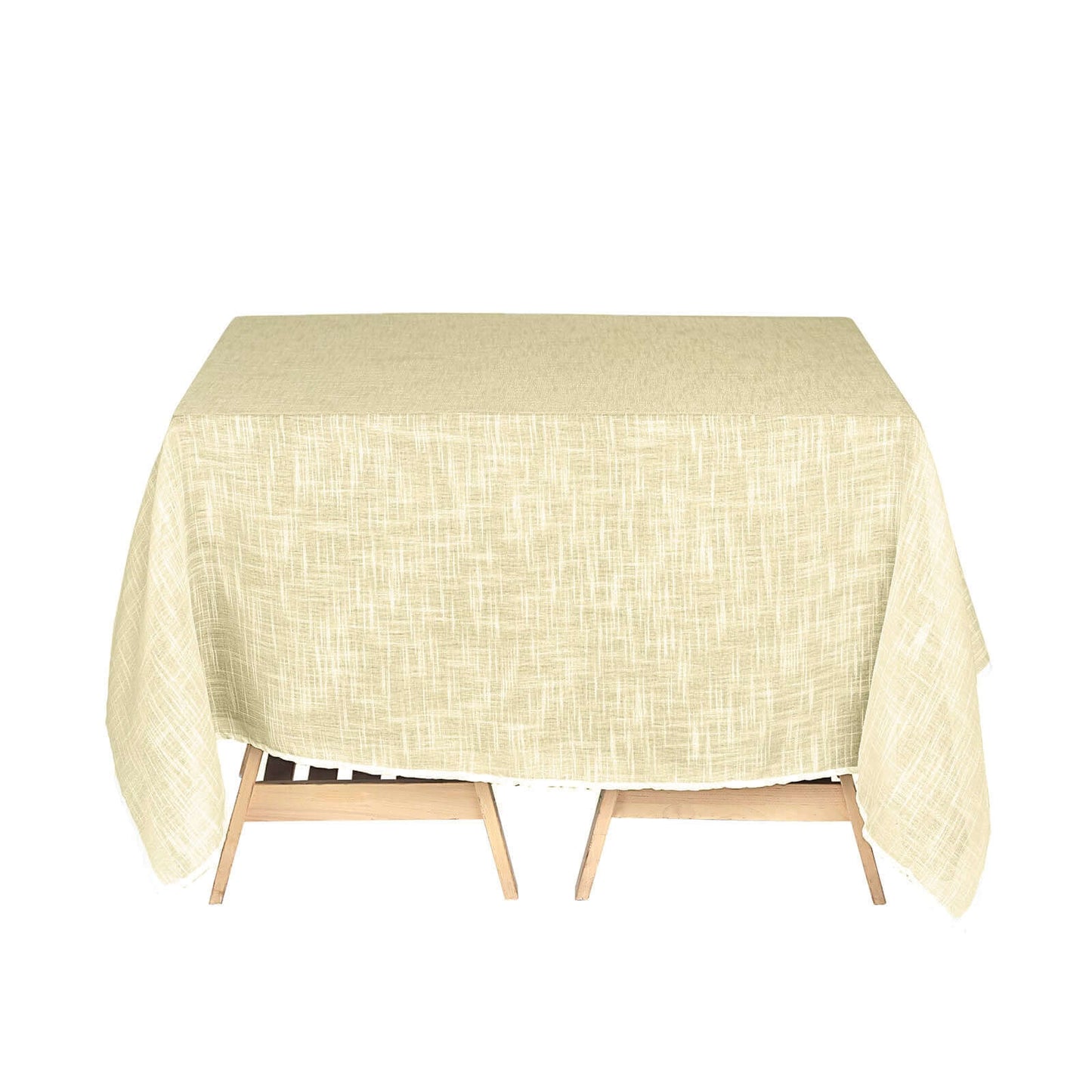 Linen 72"x72" Table Overlay Square Tablecloth Ivory - Slubby Textured Wrinkle - Resistant Design for Stylish Occasions - Linen Luxes