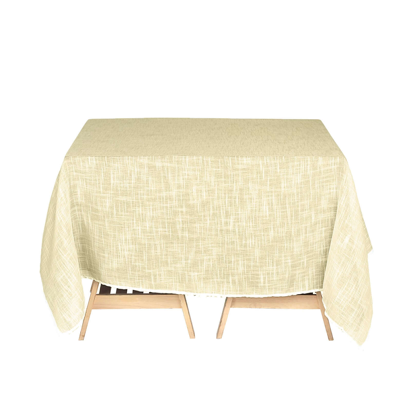 Linen 72"x72" Table Overlay Square Tablecloth Ivory - Slubby Textured Wrinkle - Resistant Design for Stylish Occasions - Linen Luxes
