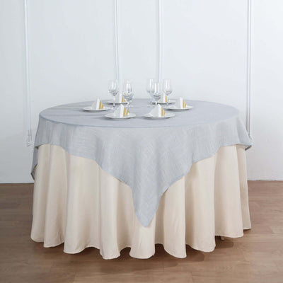 Linen 72"x72" Table Overlay Square Tablecloth Silver - Slubby Textured Wrinkle - Resistant Design for Stylish Occasions - Linen Luxes