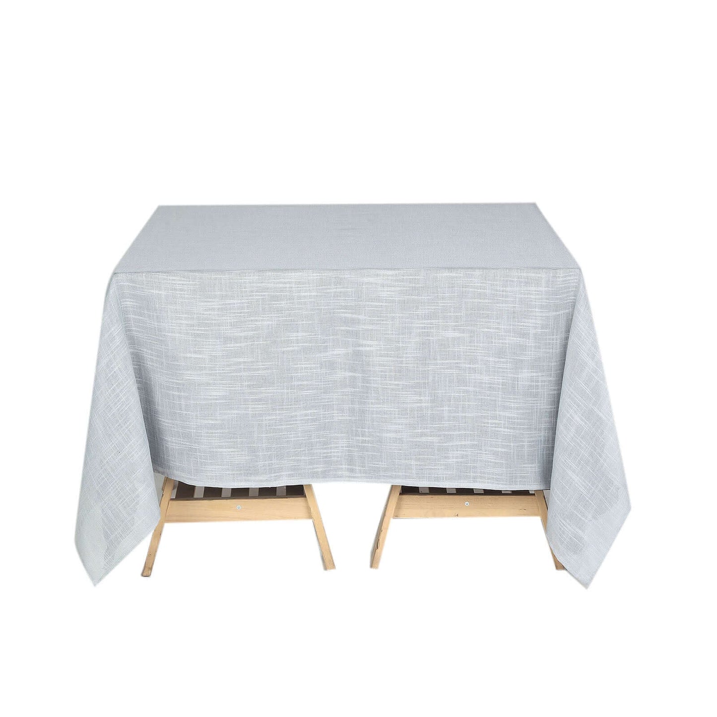 Linen 72"x72" Table Overlay Square Tablecloth Silver - Slubby Textured Wrinkle - Resistant Design for Stylish Occasions - Linen Luxes