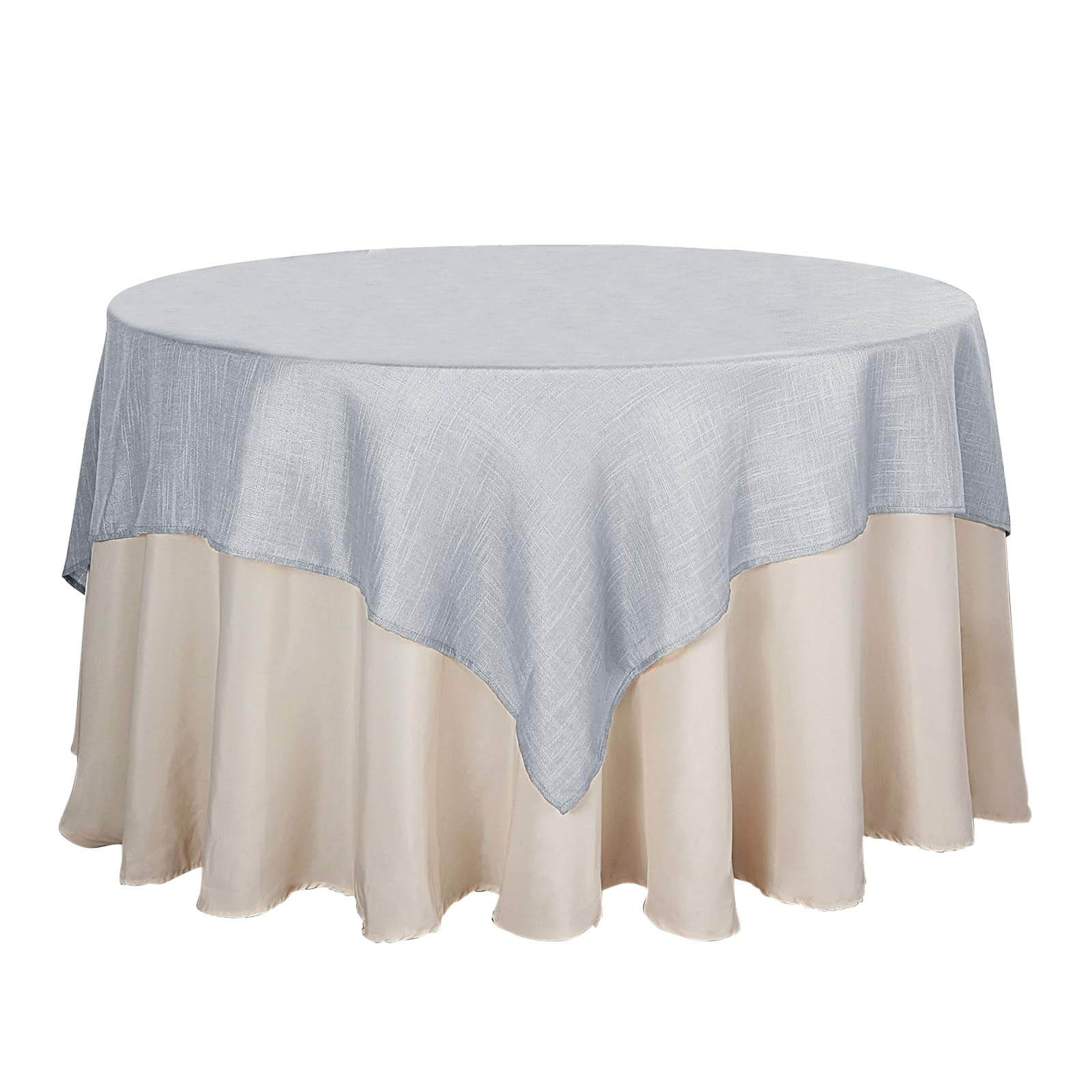 Linen 72"x72" Table Overlay Square Tablecloth Silver - Slubby Textured Wrinkle - Resistant Design for Stylish Occasions - Linen Luxes