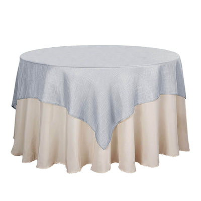 Linen 72"x72" Table Overlay Square Tablecloth Silver - Slubby Textured Wrinkle - Resistant Design for Stylish Occasions - Linen Luxes