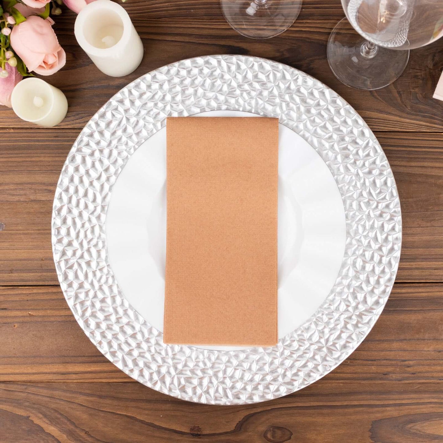 20 Pack Linen-Like Paper 8.5"x4" Napkins Terracotta (Rust) - Highly Absorbent & Disposable Airlaid Guest Towels