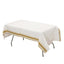 Linen-Like Paper 50"x108" Rectangle Tablecloth White - Disposable Airlaid Table Cover with Gold Striped Border