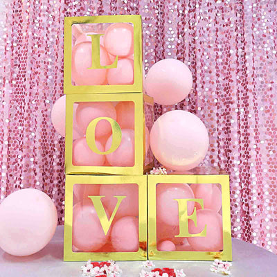2 Pack 12" Metallic Gold Clear Baby Shower Party Decoration Boxes, Transparent DIY Balloon Boxes
