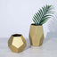 Set of 2 Glass Flower Vases Geometric Design Matte Gold - Stylish Modern Candle Holder Centerpieces 5", 8"