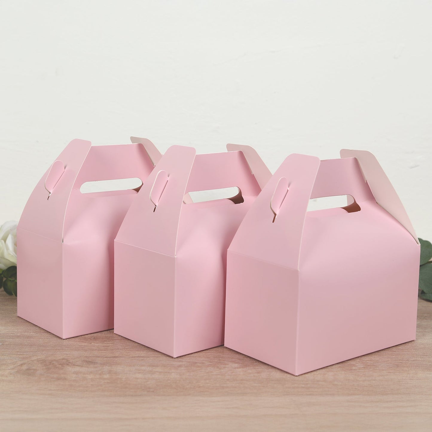 25 Pack Candy Gift Tote Gable Boxes, Blush Party Favor Treat Boxes - 6"x3.5"x7"