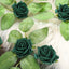 24 Roses 2" Hunter Emerald Green Artificial Foam Flowers With Stem Wire and Leaves