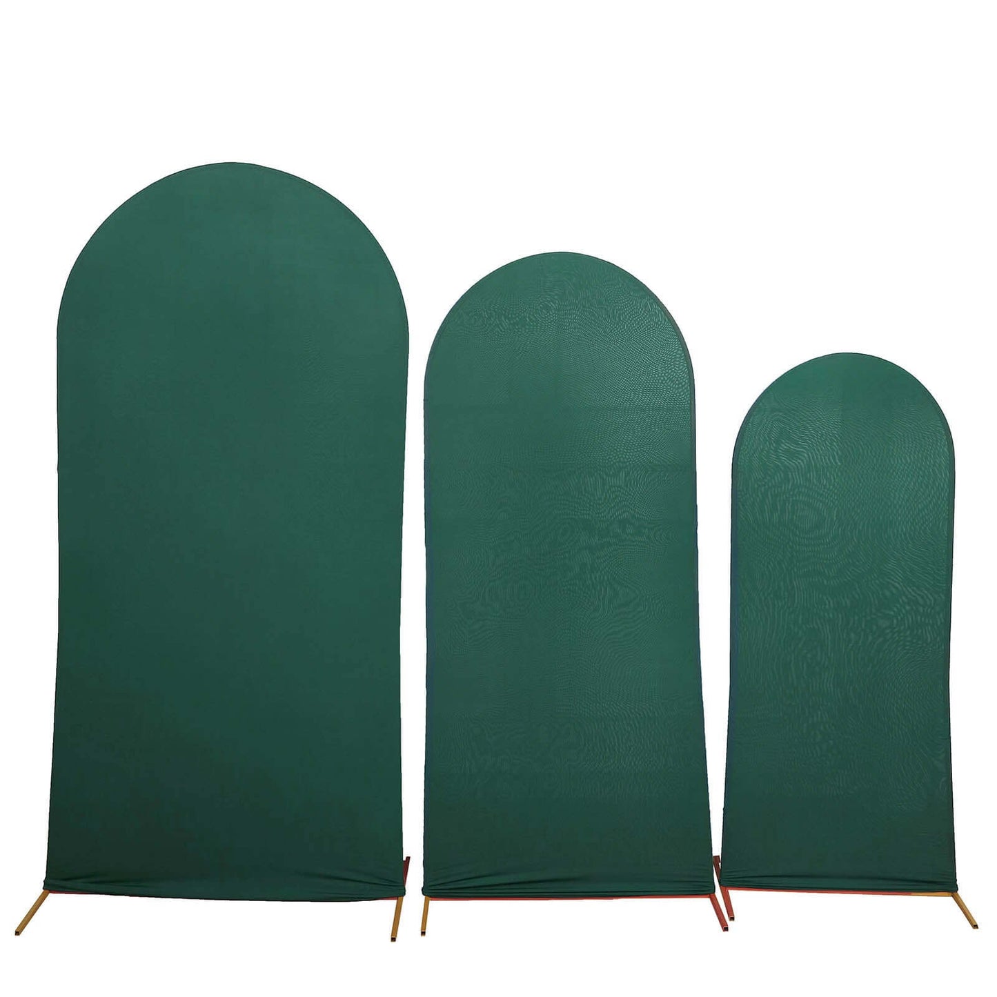 Set of 3 Matte Hunter Emerald Green Spandex Fitted Chiara Backdrop Stand Cover For Round Top Wedding Arch - 5ft, 6ft, 7ft