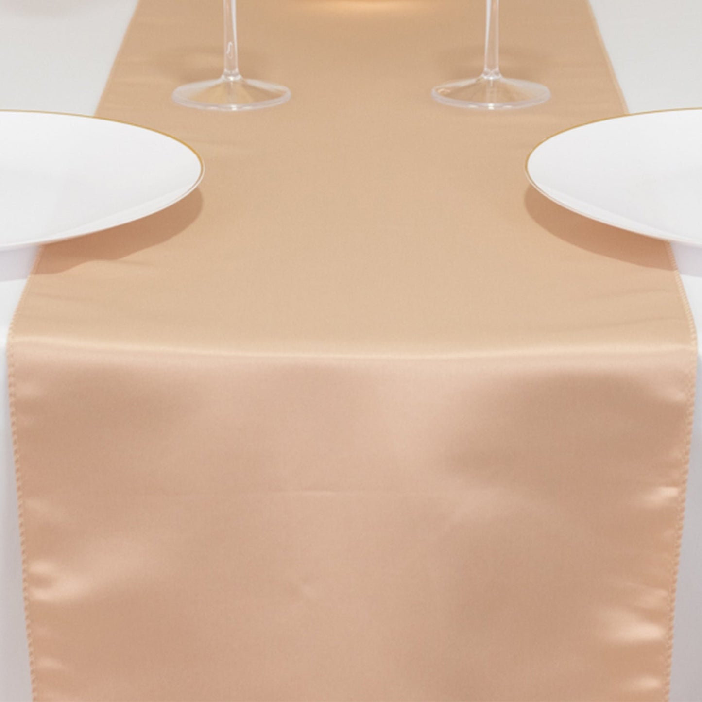 Lamour Satin 12"x108" Table Runner Nude - Smooth & Lustrous Finish