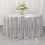 Sequin Mesh 120" Round Tablecloth Silver - Seamless Wave Embroidered Table Cover