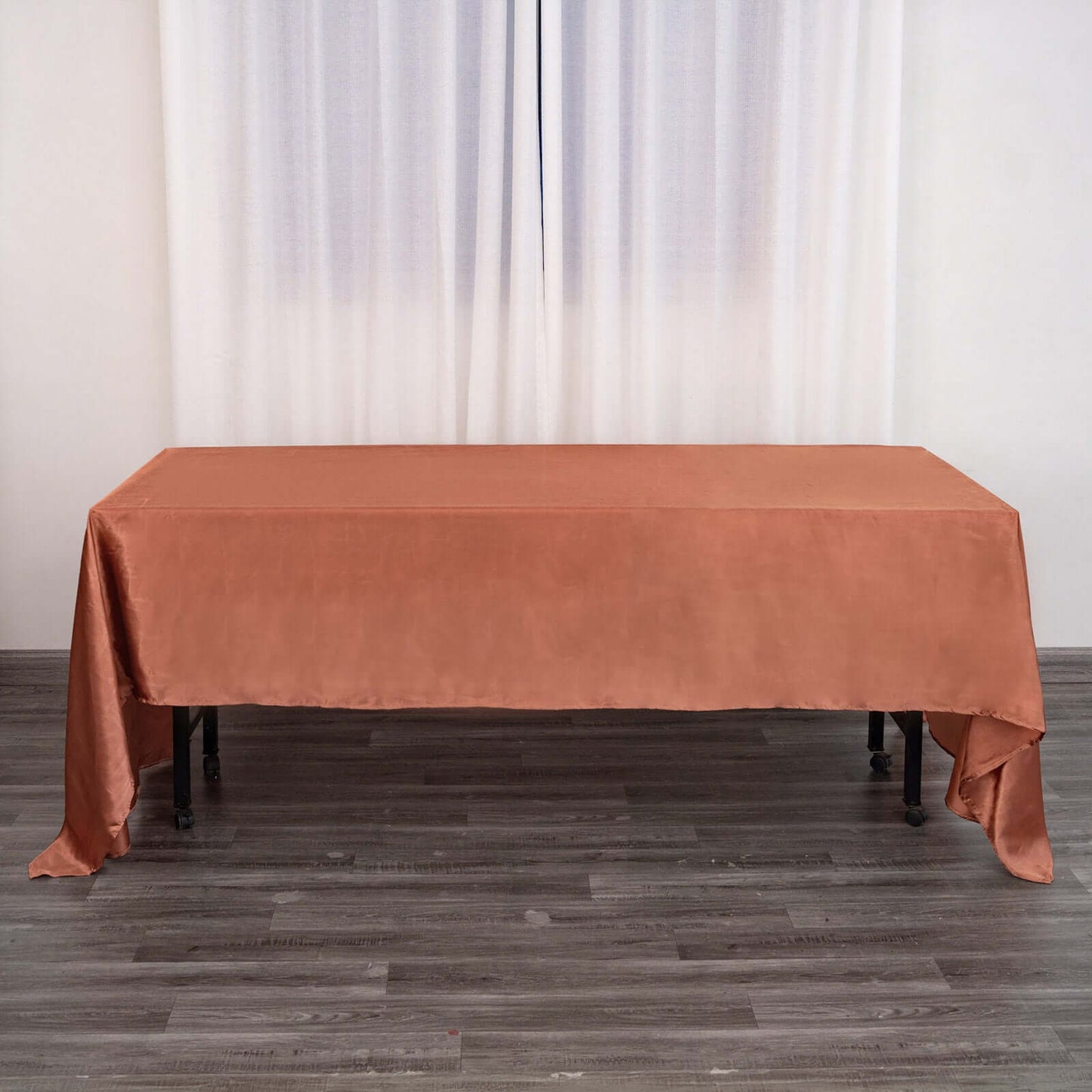Satin Rectangular 60"x126" Tablecloth Terracotta (Rust) - Smooth and Lustrous Table Cover