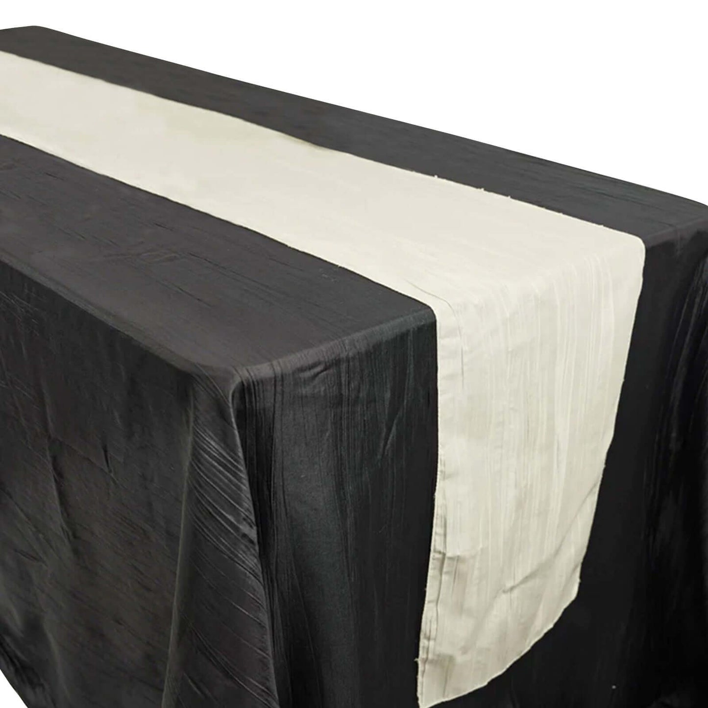 Taffeta 12"x108" Table Runner Ivory - Accordion Crinkle Design