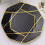 10-Pack Plastic 10" Octagon Dinner Plates in Black - Modern Disposable Party Plates with Gold Geometric Design for Special Occasions & Celebrations