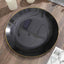 10-Pack Plastic 10" Round Dinner Plates in Black with Gold Rim - Glossy Disposable Party Plates