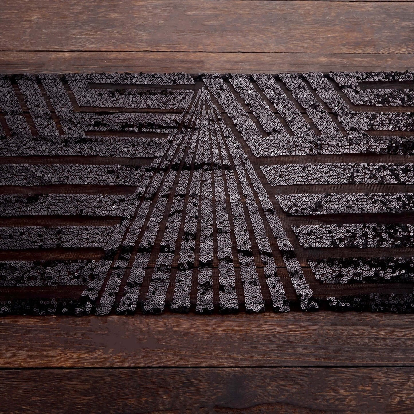 Sequin 12"x108" Table Runner Black - Diamond Glitz Design