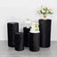 Set of 5 Black Crushed Velvet Cylinder Pedestal Stand Covers, Premium Pillar Prop Covers