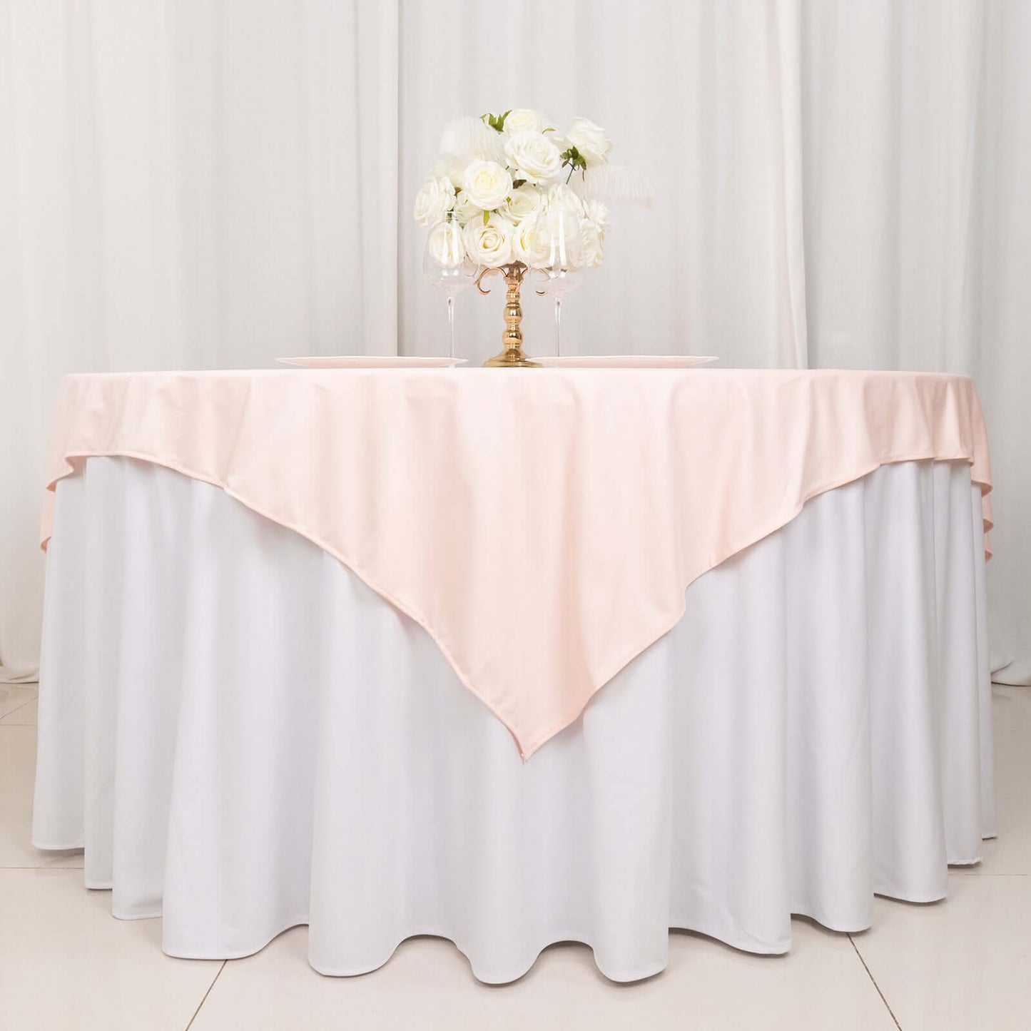 Scuba 70"x70" Table Overlay Square Tablecloth Blush - Wrinkle Free & Stain Resistant Table Cover