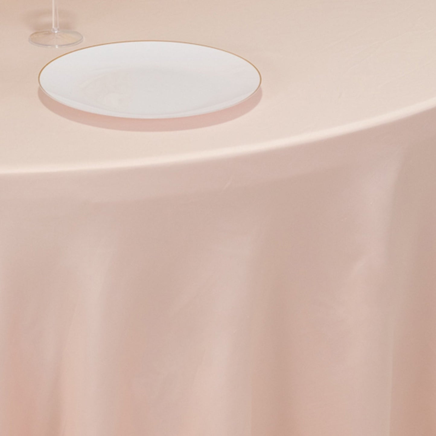 Lamour Satin 120" Round Tablecloth Blush - Seamless Table Cover with Soft Tempered Sheen