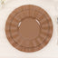 10-Pack Plastic 9" Round Dinner Plates in Coffee Brown Ruffled Rim with Gold Edging - Sturdy Disposable Dinnerware