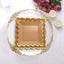 25-Pack Paper 7" Square Dessert Plates in Natural Brown with Gold Scalloped Rim - Disposable Salad Appetizer Party Plates for Stylish Outdoor Events & Boho Celebrations