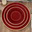 25-Pack Paper 8" Round Dessert Plates in Burgundy Sunray Design with Gold Rim - Disposable Heavy Duty 350GSM Appetizer Salad Plates