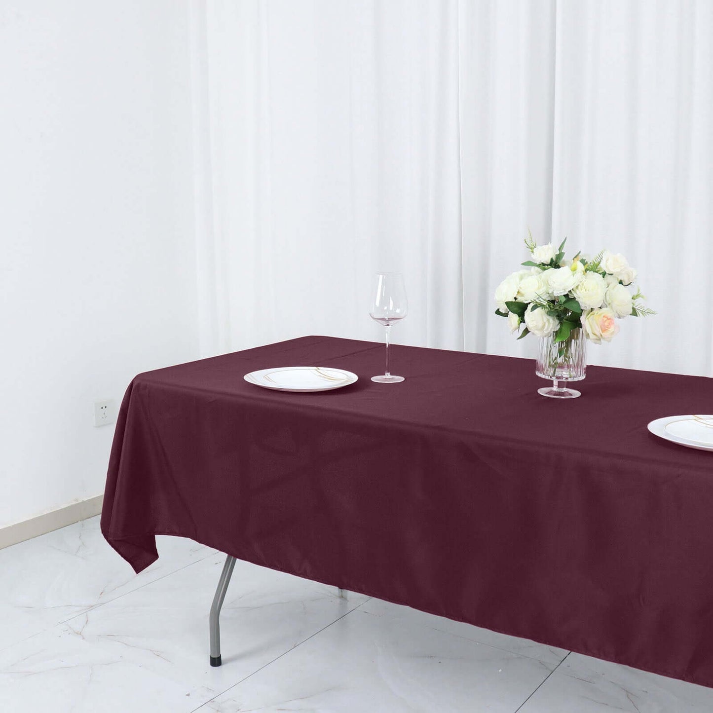 Polyester 54"x96" Rectangle Tablecloth Burgundy - Wrinkle-Resistant & Easy-to-Care Table Cover