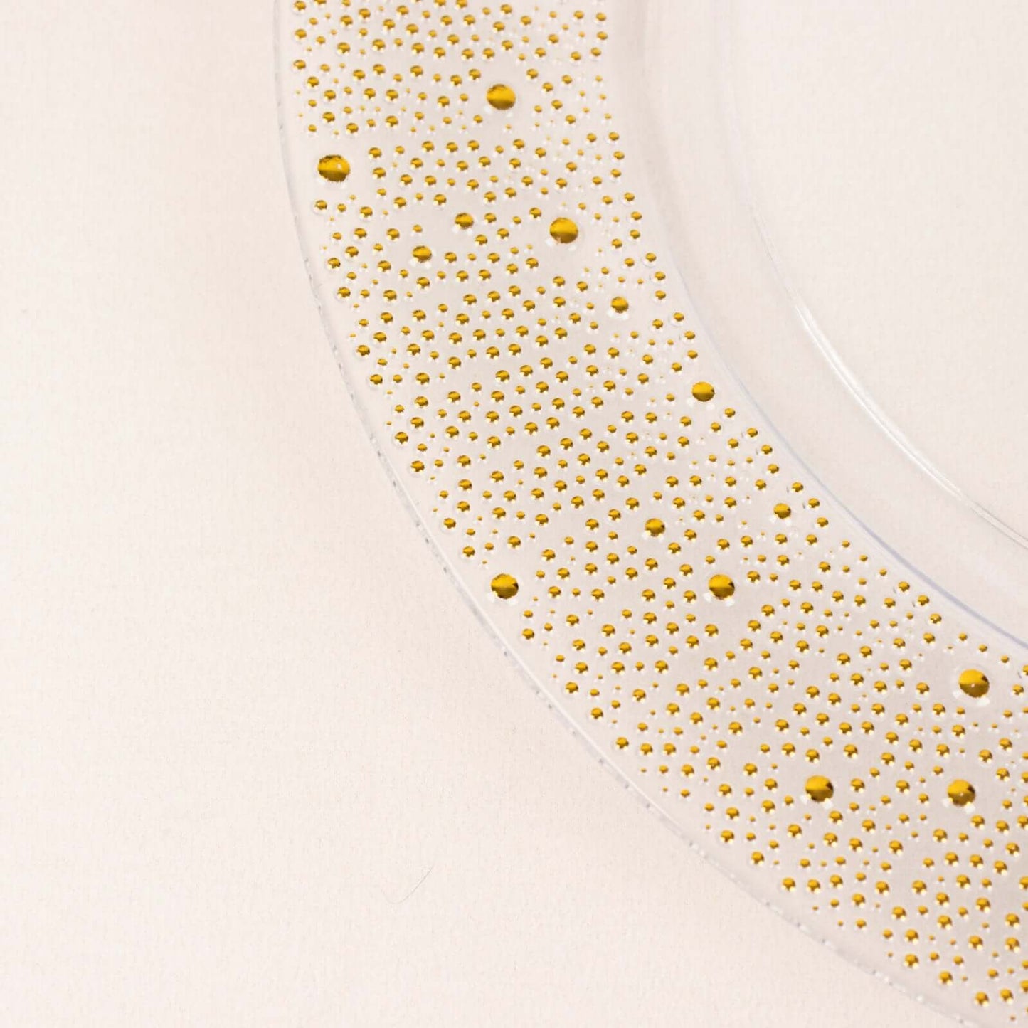 6-Pack Plastic Round Charger Plates 13" in Clear with Gold Pearl Beaded Rim, Upscale Dinner Serving Plates