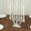Crystal Glass Candelabra, 7-Branch Taper Candle Stick Holder Stand Table Centerpiece With Crystal Filler and Mirror Base 12"