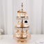 3-Tier Cake Stand Crystal Beaded Gold with Round Mirror Top - Metal Cupcake Tower Dessert Display 26"
