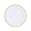 10-Pack Economy Plastic Round Charger Plates 12" in White with Wide Gold Rim, Decorative Dinner Party Serving Plates