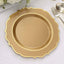 10-Pack Plastic 10" Round Dinner Plates in Gold with Gold Scalloped Rim - Disposable Party Plates