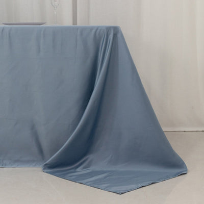 Lamour Satin 90"x156" Rectangle Tablecloth Dusty Blue - Luxurious, Soft Seamless Table Cover