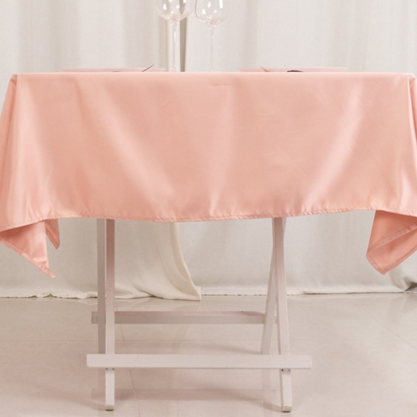 Lamour Satin 54"x54" Square Tablecloth Dusty Rose - Durable & Silk-Like Table Cover
