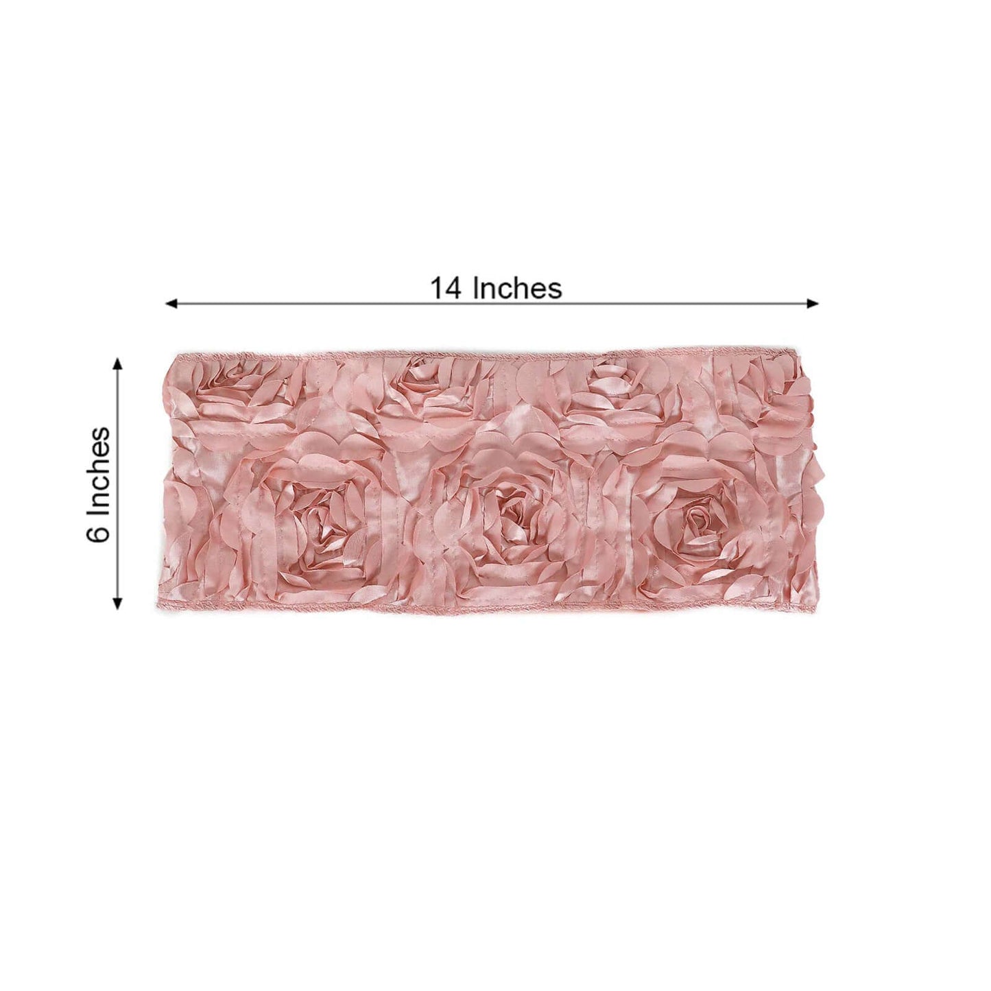 5 Pack Satin Spandex Chair Sashes Dusty Rose - Rosette Design Stretch Chair Bands 6"x14"