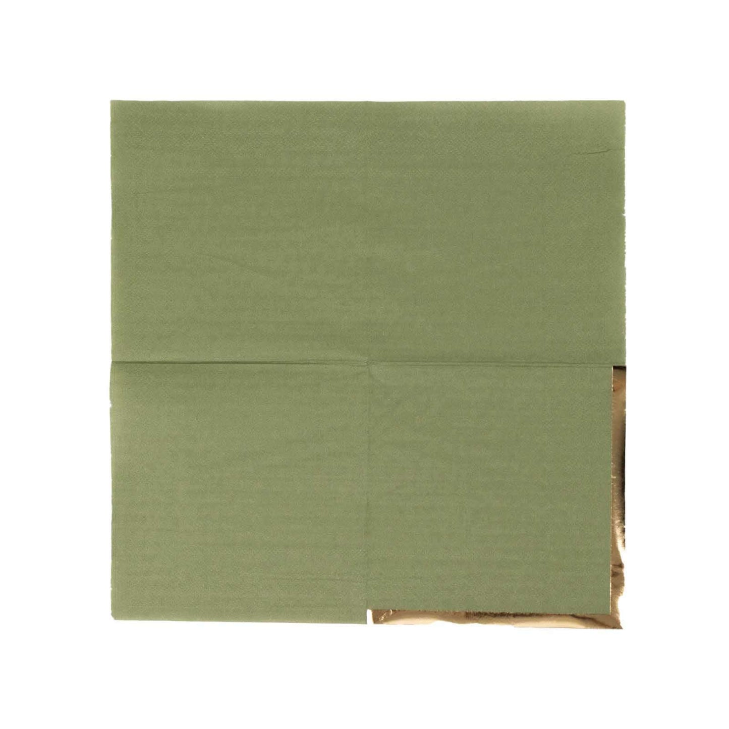 50-Pack Paper Beverage Napkins Dusty Sage Green with Gold Foil Edge - 2 Ply Disposable Soft 18GSM Cocktail Napkins 5"x5"