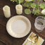 25-Pack Paper 7" Round Dessert Plates in White with Gold Basketweave Rim