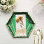 25-Pack Paper 9" Hexagon Dinner Plates in Hunter Emerald Green with Gold Geometric Lines & Rim - Stylish Disposable Geometric 300GSM Party Plates