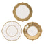 75 Pcs Paper Charger Plates with Gold Embossed Scalloped Rim White - Heavy Duty Disposable Dinner and Salad Plates 8",10",13"
