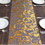 Sheer Organza 12"x108" Table Runner Roll Metallic Gold Foil Floral Swirl Design - Disposable Stylish Event Decoration