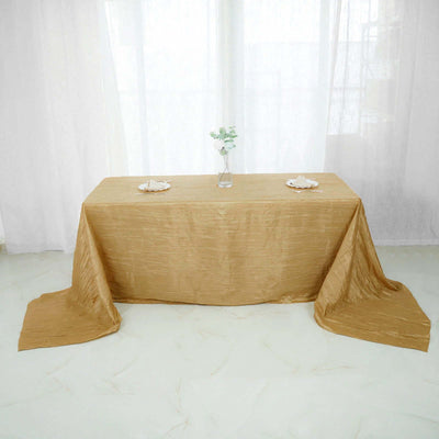 Taffeta 90"x156" Rectangle Tablecloth Gold - Seamless Accordion Crinkle Design for Stylish Celebrations