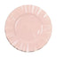 10-Pack Plastic 9" Round Dinner Plates in Blush Ruffled Rim with Gold Edging - Sturdy Disposable Dinnerware