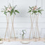2-Pack Wedding Centerpieces Metal Geometric Crisscross Design Gold - Open Column Pedestal Stands 32"