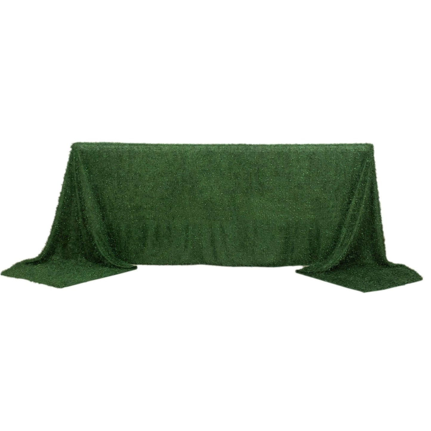 Polyester 90"x156" Rectangle Tablecloth Green with Shaggy Fringe Table Cover
