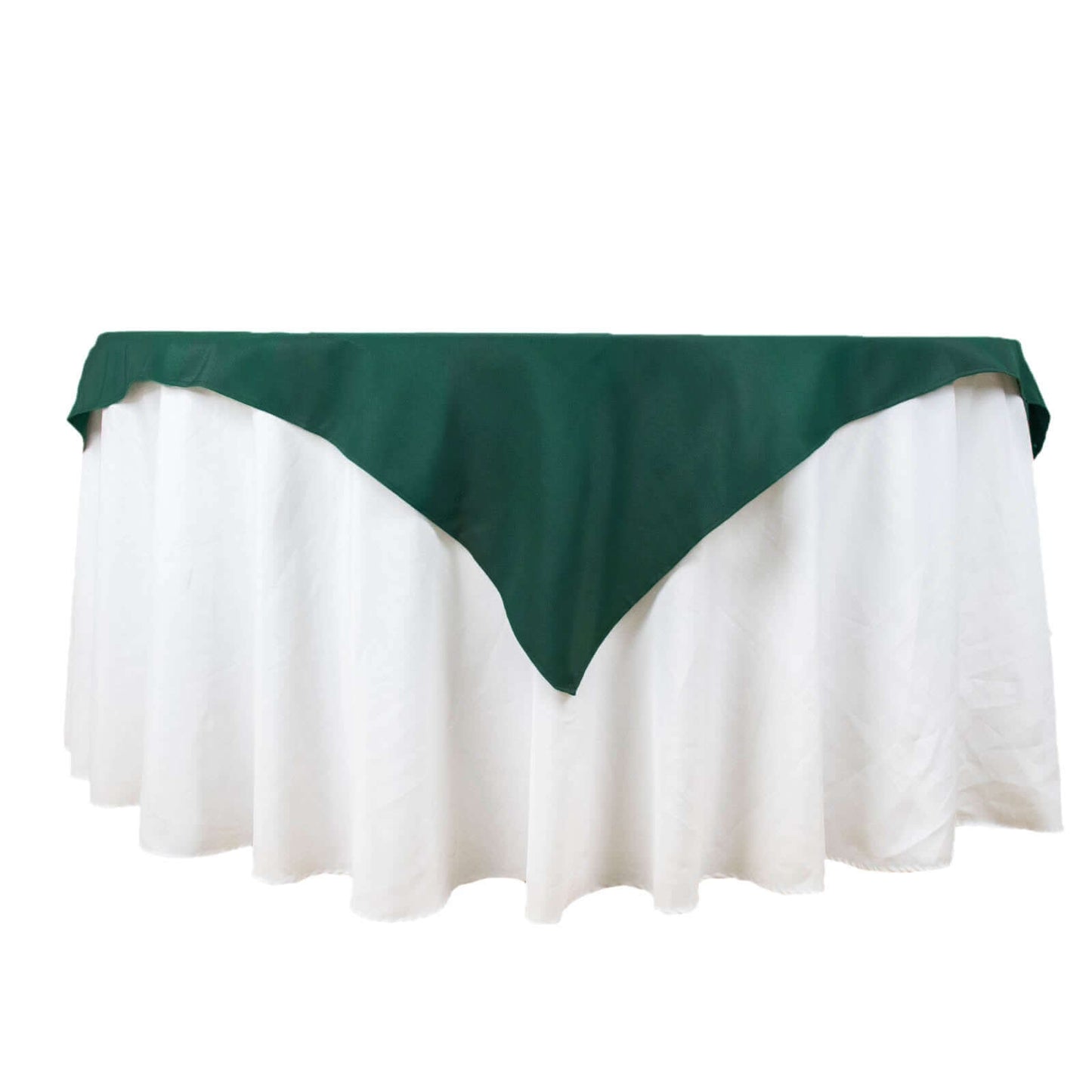 Premium Polyester 54"x54" Table Overlay Square Tablecloth Hunter Emerald Green - 220GSM Stain and Wrinkle-Resistant Table Topper