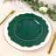 10-Pack Plastic Dinner Plates in Hunter Emerald Green Baroque Design with Scalloped Gold Rim - Heavy Duty Disposable Party Plates 11"