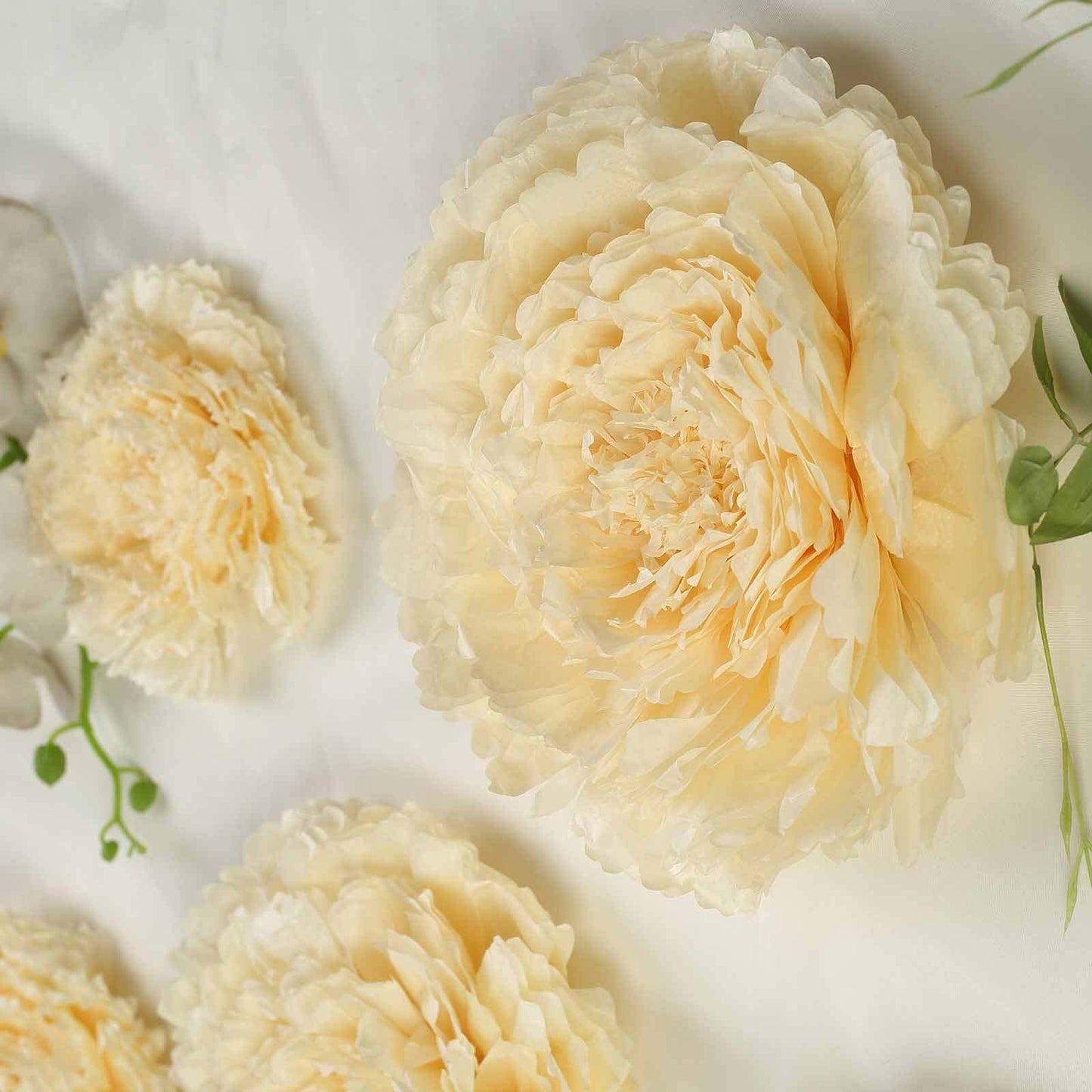 Set of 6 Ivory Cream Carnation 3D Paper Flowers Wall Decor - 7",9",11"