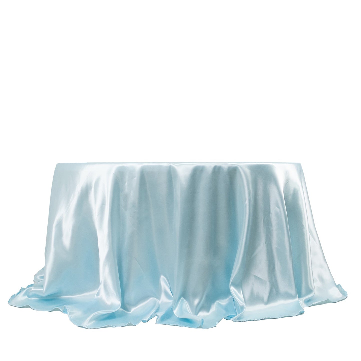 Satin 132" Round Tablecloth Light Blue - Stylish Seamless Table Cover