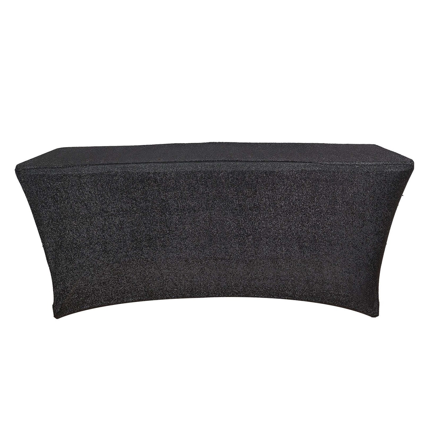 Shimmer Tinsel Spandex 72"x30" Rectangle Tablecloth Metallic Black Glittered Shiny Stretch Table Cover